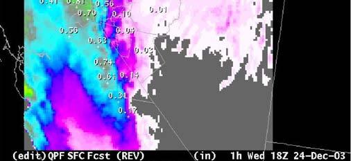 Figures 10-13 show the progression of intense precipitation zones beginning in the northern Sierra and moving southward.