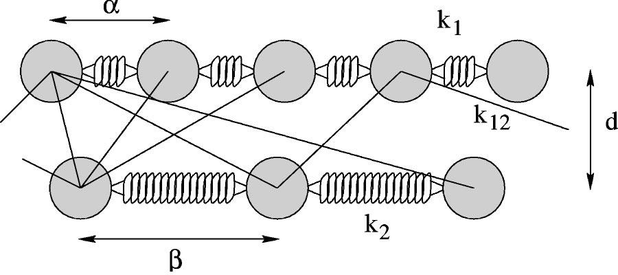L. A. BRUSSAARD, A. FASOLINO, AND T. JANSSEN PHYSICAL REVIEW B 63 214302 FIG. 1. The double chain model. The intrachain potentials indicated by springs are harmonic.