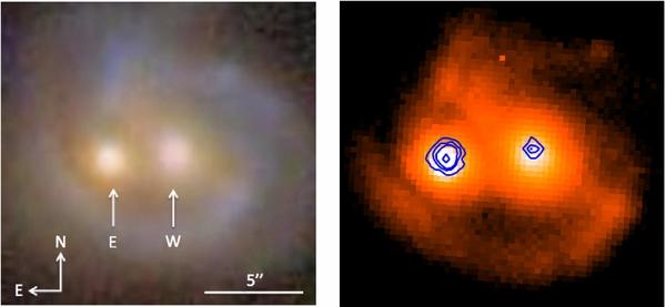 Binary AGNs in Mrk739 Koss et al. 2011 SDSS composite gri image SDSS r image + Chandra X-ray contours 3.