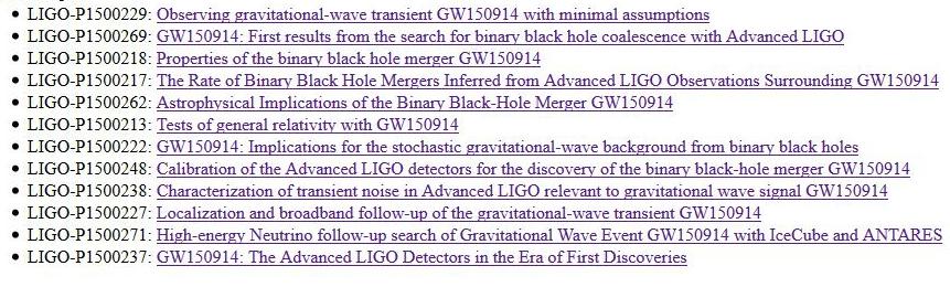 LIGO-Virgo GW150914 papers Can be