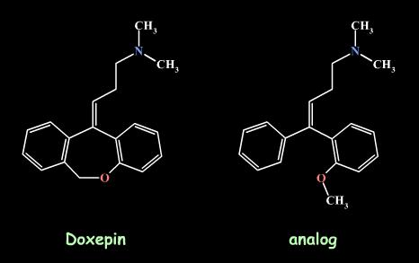 1. Chemical modification Ring Suppression The structure of doxepin has been used as a starting point for the design of non-polycyclic