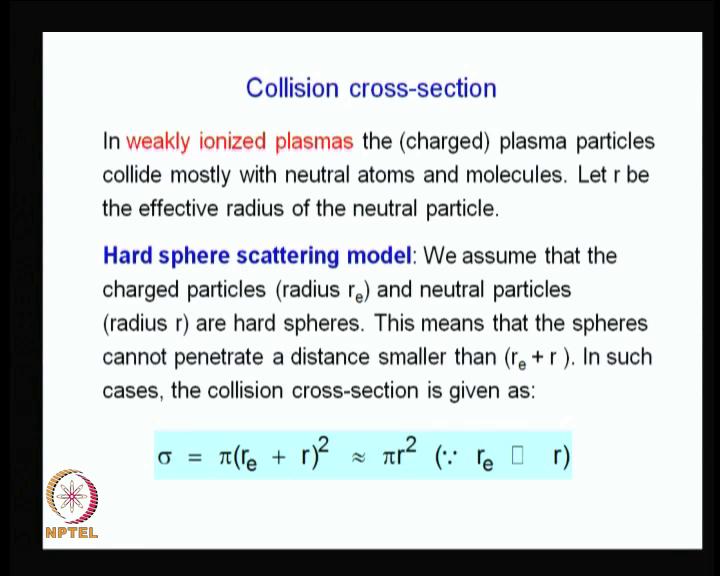 (Refer Slide Time: 19:40) Now, having defined the collision cross section as an effective area or the total area offered by the target atoms to the colliding electrons or ions in a plasma.