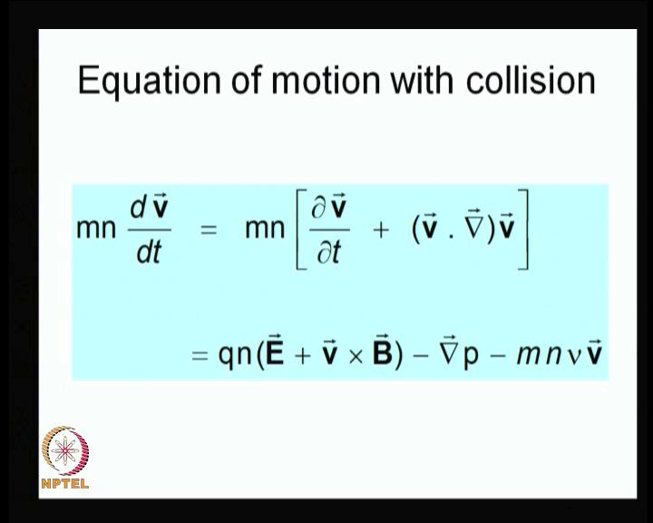 (Refer Slide Time: 32:29) When we write this particular term in the equation of motion, the collision term, the equation of motion becomes this.