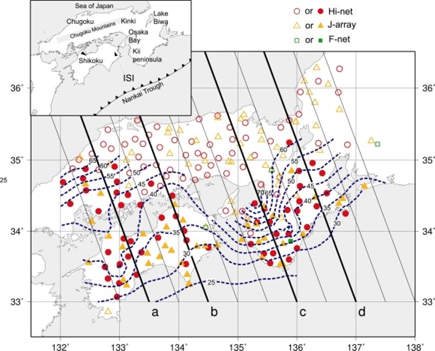 60 M. YAMAUCHI et al.: RECEIVER FUNCTION IMAGING BENEATH SOUTHWEST JAPAN Table 1. Number of the stations and events used in this study for respective networks.