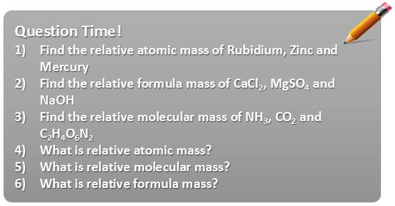 Calculating Relative Formula Mass Relative formula mass is the average mass of a formula unit on a scale where an atom of carbon-12 is exactly 12.