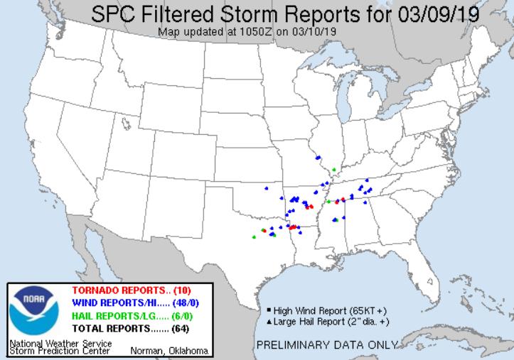 Severe Weather Texas to Ohio Valley (FINAL) Current Situation A line of severe thunderstorms moved from Texas to the Ohio Valley overnight, delivering strong winds, large hail, locally heavy rain,