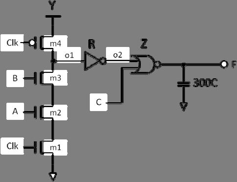 PROBLEM 2 Dynamic Logic (9 Points) Given the logic network below that is composed of a dynamic CMOS gate Y, a static CMOS inverter gate R, and a static