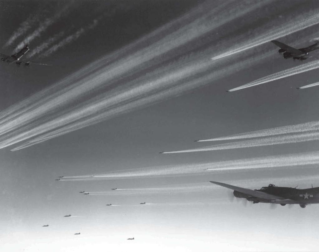 missions, meteorological observations were well detailed. Witnesses to the huge bombing formations recall that the sky was turned white by aircraft contrails, says MacKenzie.