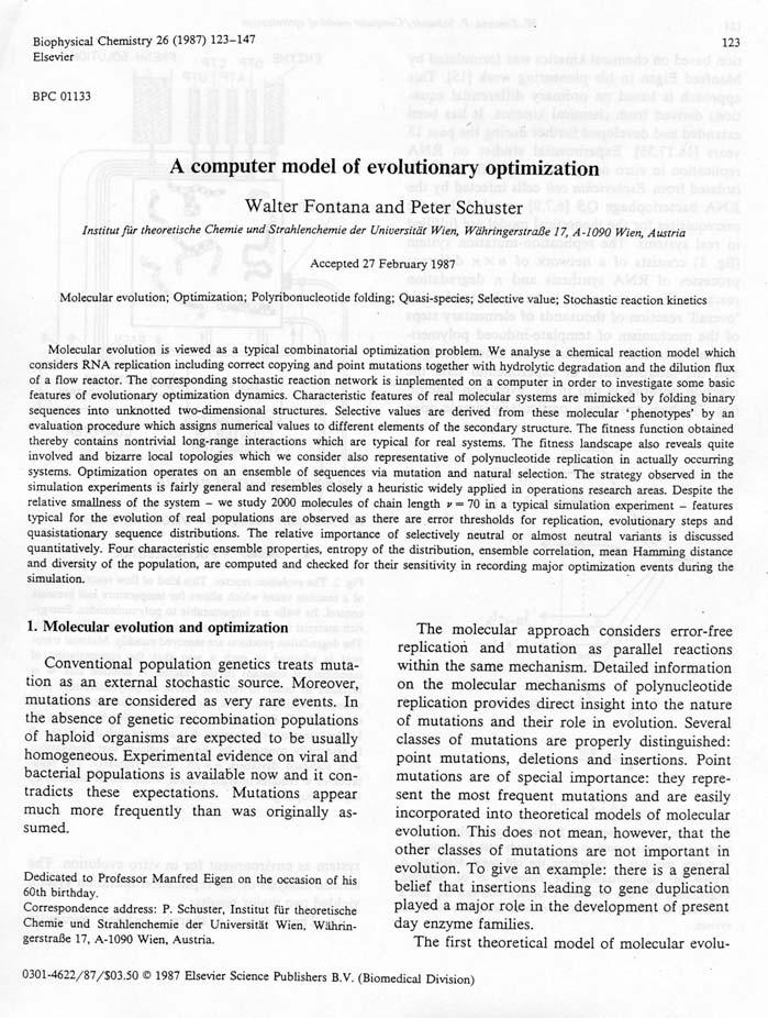 Computer simulation of RNA optimization Walter