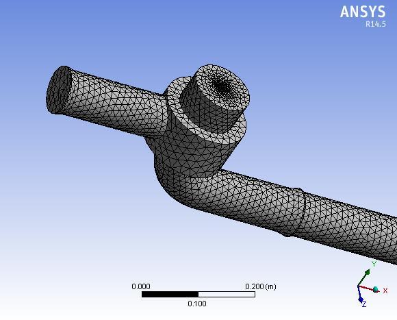 Fluid Domain The Model of the Fluid flow through valve with pipe stub.(fluid Domain) developed by ANSYS Workbench 14.5 Software.