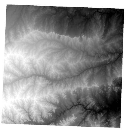 Figure 2: Raw Digital Elevation Model The raw elevation file used the NAD 1983 horizontal datum as a spatial reference and the size of the raster grid cells was 1/3 arc second or 10 m.