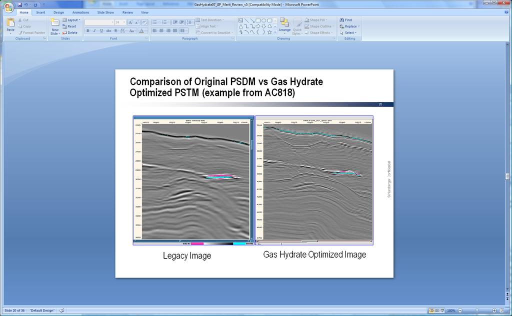 S- wave velocities and density profiles from a given CMP seismic gather. Fig. 5 Comparison between legacy stack (left) and the newly-processed stack (right).