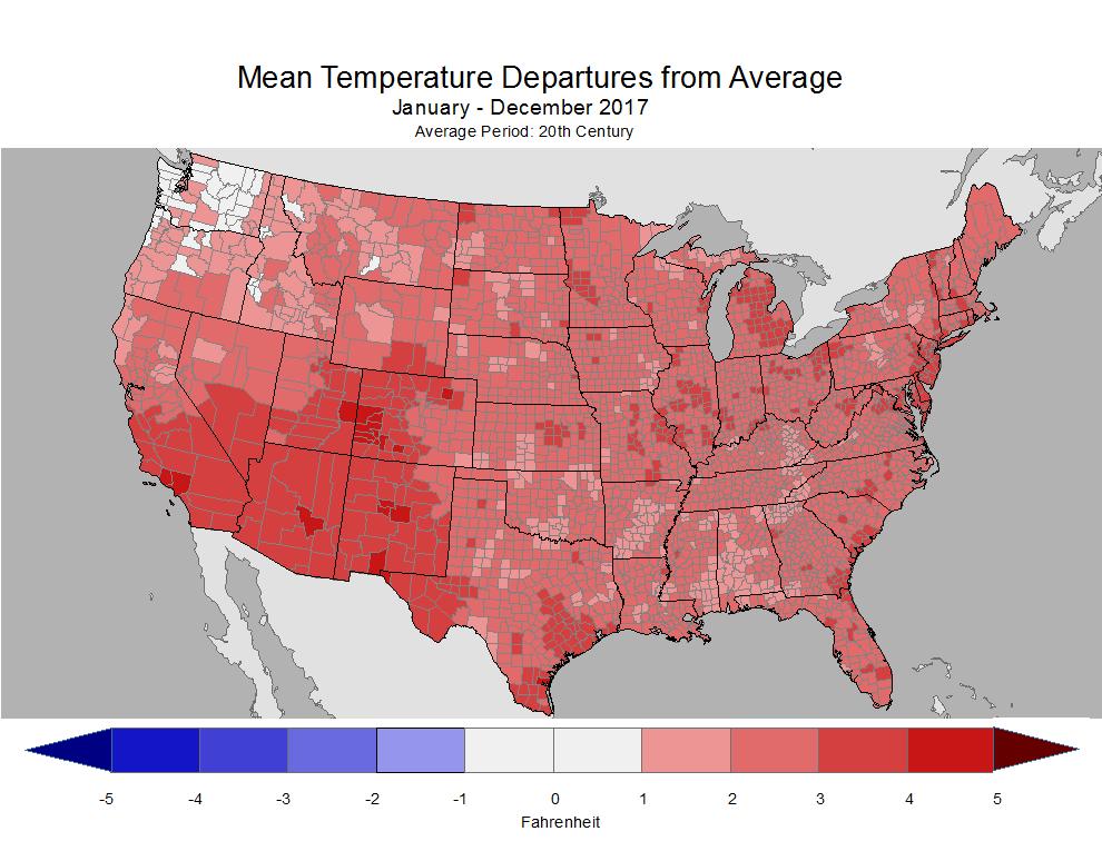 Temperature Anomalies by County https://www.ncdc.