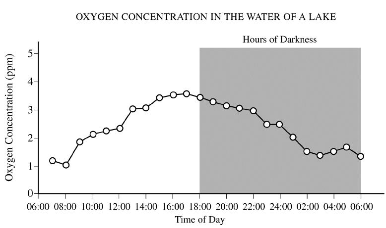 1. Why does the [ ] of dissolved O 2 steadily climb from 8:00 to 16:00?