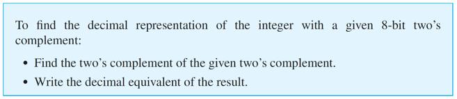 Two s Complements and the Computer Representation of Negative Integers Observe that because