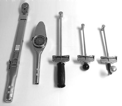 Torque Wrench Types of torque wrenches Types of torque wrenches include, from left, click type, dial type, and three versions of the basic beam-type.