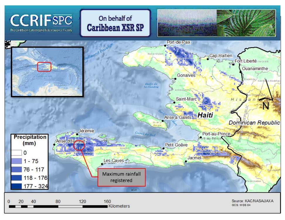 1 INTRODUCTION The Caribbean Rainfall Model (operated by Kinetic Analysis Corporation (KAC)) indicated that a Covered Area Rainfall Event (CARE) was generated in Haiti on 26 February 2016.