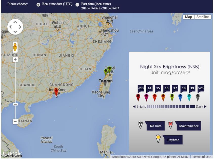 Data sharing: 1. Public interface of GaN-MN (embeded in Google map) http://globeatnight-network.