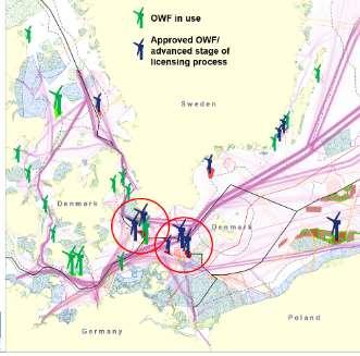 Example Recommendations Energy and Shipping Develop pan-baltic criteria, based on international guidance, outlining safety distances between offshore installations, fairways, routes and TSSs.