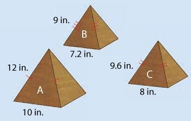Question 29. The set for an animated film includes three small triangles that represent pyramids. Which pyramids are similar? Pyramids are similar.