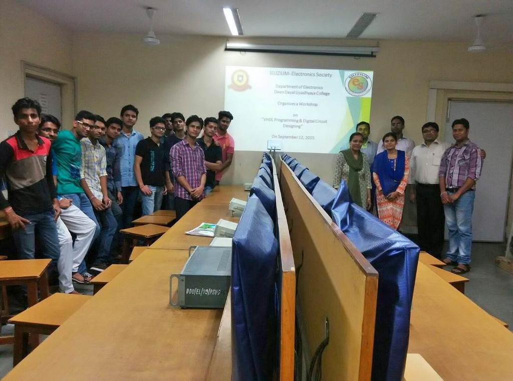 On September 12, 2015, the department organized one day workshop on VHDL programming and Digital Circuit Designing in which 15 students participated.