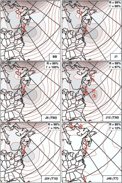 Denis et al.: Sensitivity of a regional climate model to the resolution of the lateral boundary conditions 113 Fig. 10 Transient-eddy standard deviations of slp. Contours are at every 1.0 hpa.