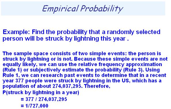 Empirical Probability: the two events are not equally likely.