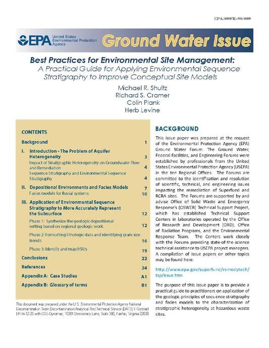 Environmental Sequence Stratigraphy Technology Considered Best Practice by US EPA US EPA Technical Issue Paper presents