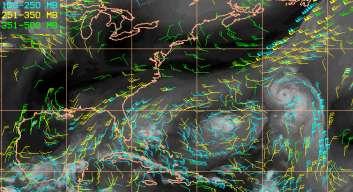 Diffluent jet entrance region Hurricane Maria (2005) Sharp SST gradient Upper level cloud drift winds from University of Wisconsin CIMSS archive: