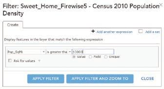 Use a filter to display only certain records in the attribute table. populated census blocks are inside the community of Sweet Home.