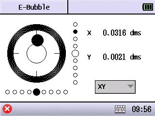 Tips You can also level the instrument precisely by the E-bubble. When the tilt is over ±4, the system will enter to E-bubble adjustment interface.
