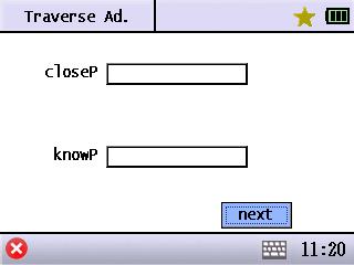 CloseP: Traverse close point KnownP: The corresponding known point of close point Display calculate