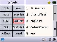10. COLLECT After setting the station, user can start to collect data. Menu of data collect 10.1 Pt Measure HA: Display the current horizontal angle. VA: Display the current vertical angle.