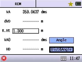 10.8 REM Measure a known point, and change the vertical angle to get the elevation different between known point and