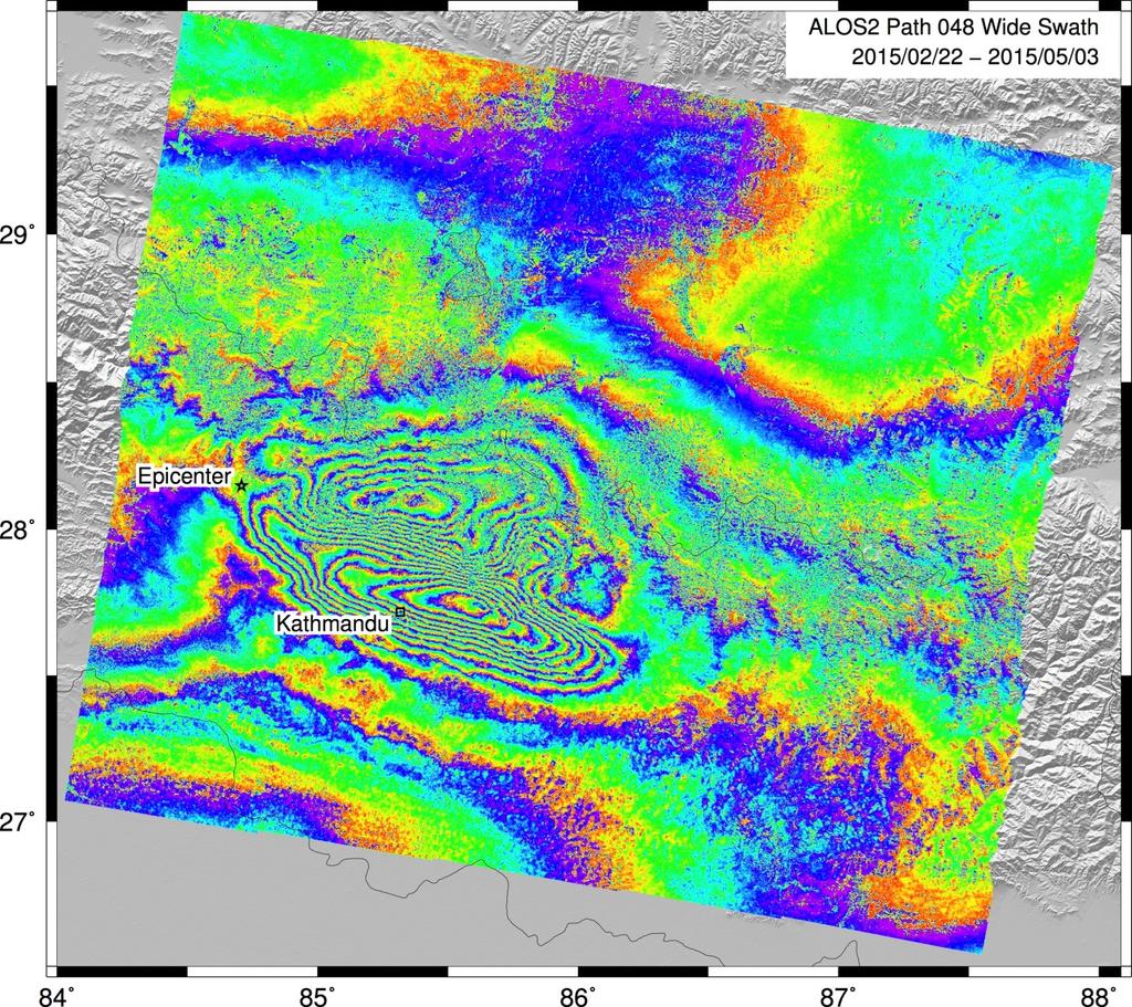 Product Example: Interferogram Interferometric SAR uses temporal changes in the phase of the returned SAR signal to map ground