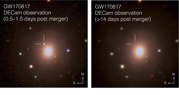Telescopes found the corresponding kilonova in galaxy NGC 4993 Figure 1 from The Electromagnetic Counterpart of the Binary Neutron Star Merger LIGO/Virgo GW170817. I.