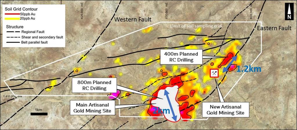 Figure 2: Niou Project location Burkina Faso The 1,200m reverse circulation (RC) drilling program has been designed to test the 2km-long x 1km-wide artisanal gold