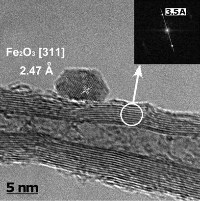 nanotubes; (b) Fe 2 O 3 nanoparticles dispersed on its