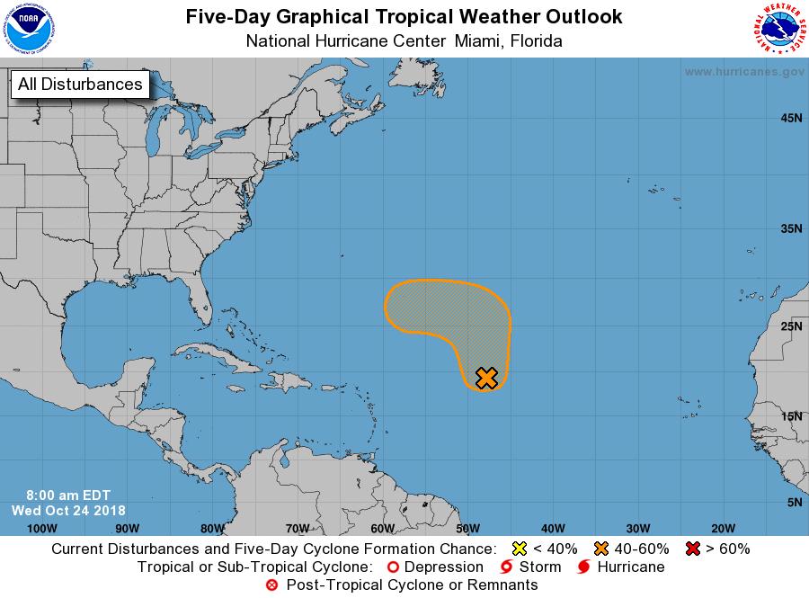 Tropical Weather Tropics: A large area of disorganized showers and thunderstorms over the central tropical Atlantic Ocean (designated Invest 95L) is associated with a broad area of low pressure