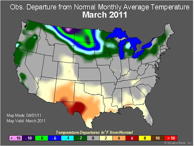 These graphics depict actual conditions occurring in MARCH 2012: The following