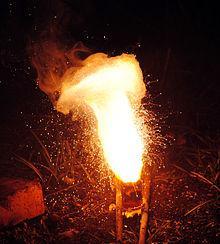An exothermic thermite reaction using iron(iii) oxide.