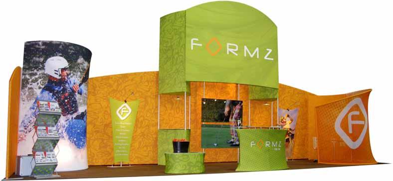 AWARD WINNING BOOTH Slope Return Wall (8 h x 5 w Page 5) Custom Tower & Header (Call for information) Curved Return Wall (10 h x 5 w x 24 d Page 5) Photo Stand-Off (Custom Size Page