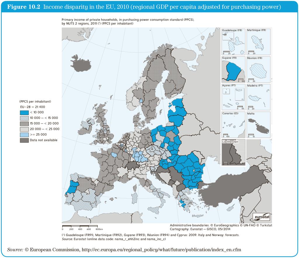 Europe s economic geography: the facts Rich regions are clustered and form