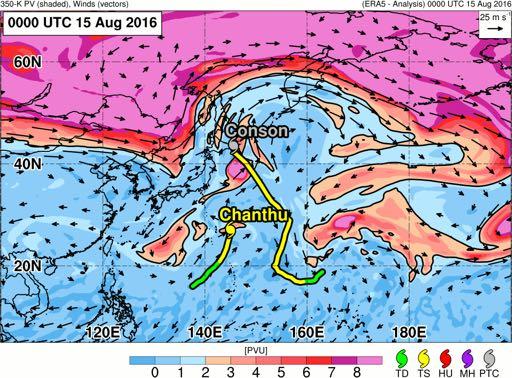Loops: Lionrock and TC Friends 350-K potential vorticity