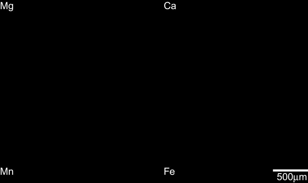 Mn - Fe - Mg and Ca - Fe - Mg ternary diagrams showing the chemical trends from the central part to the rim of type A and type B garnet grains in sample F2212.