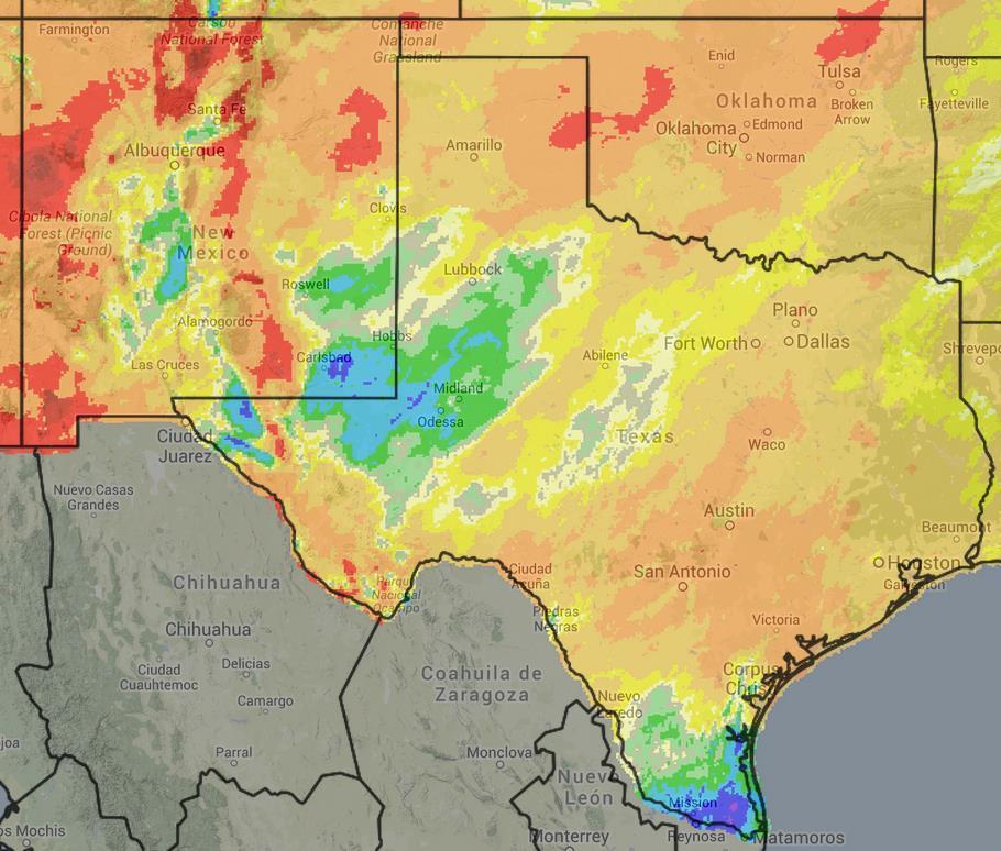 months. On average, rainfall amounts in TX and OK increase dramatically in the spring.