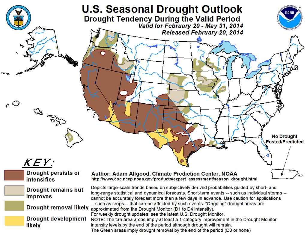 Southern Plains Drought Summary January was very dry, with NM having its driest ever, and TX and OK having their 5 th and 8 th driest respectively,