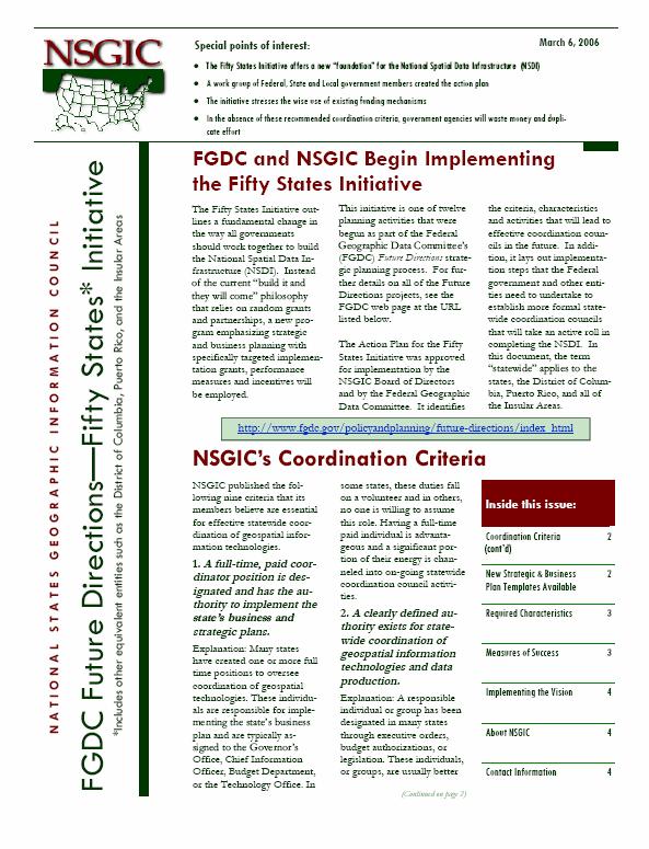 National States Geographic Information Council Coordination Criteria www.nsgic.
