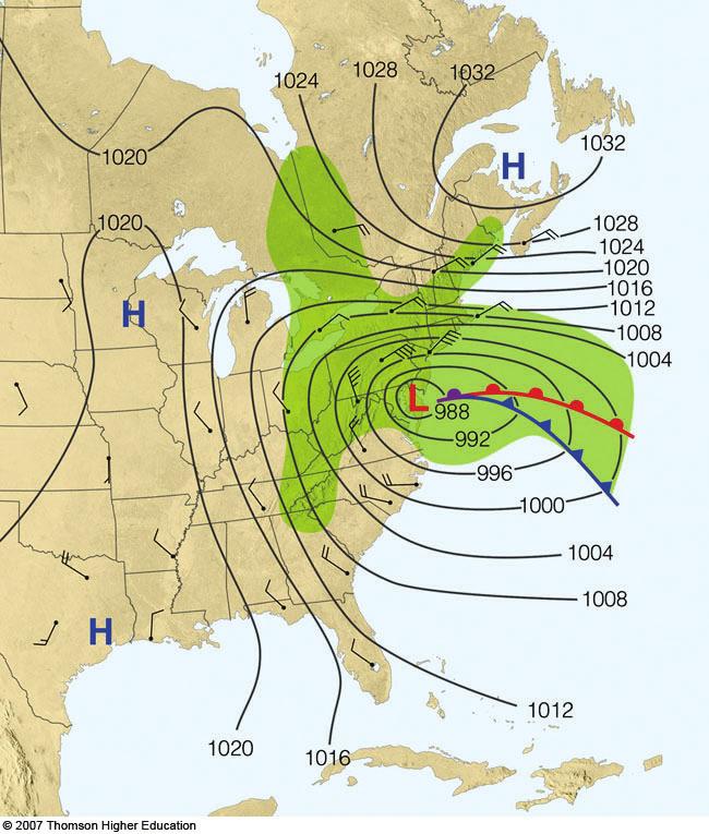 Maritime Polar Air (mp), Dec 11, 1992 Nor easter : cyclone that moves to the Northeast Table 8.U3: Essentials of Meteorology 21 Maritime Tropical Air (mt) Eastern U.S.