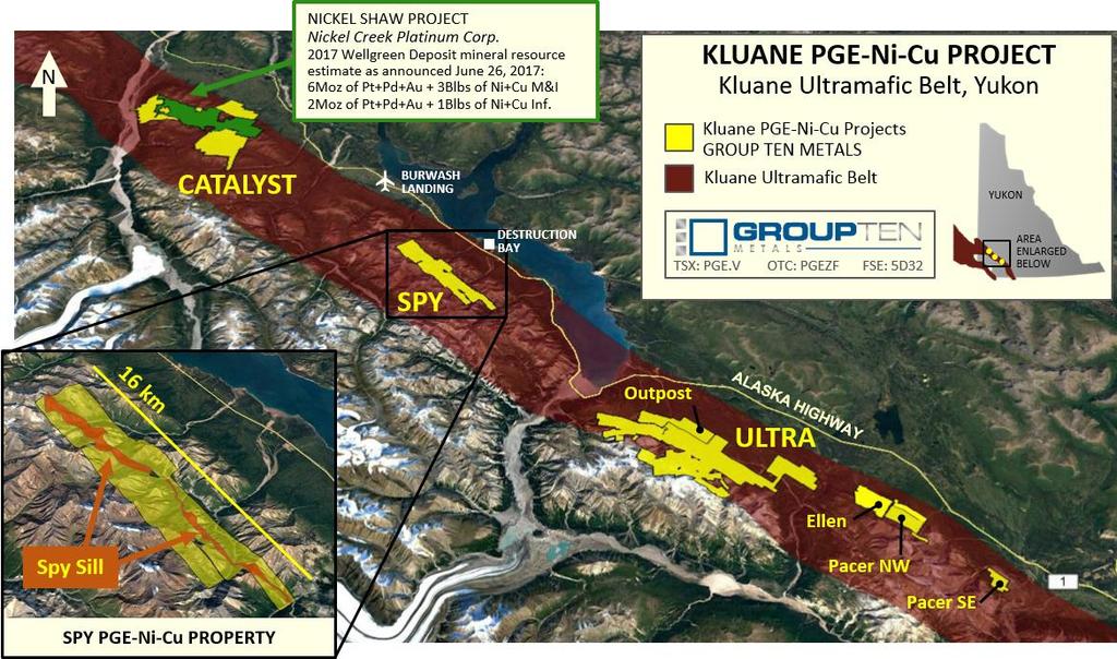 Kluane PGE-Ni-Cu Project, SW Yukon Regional Claims Map Premier